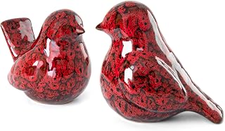 Red Birds Statues Home Decor, Modern Bird Figurines Decor, Birds Sculpture Animal Figurines for Living Room, Bedroom, Office Desktop, Bookshelf, Cabinets