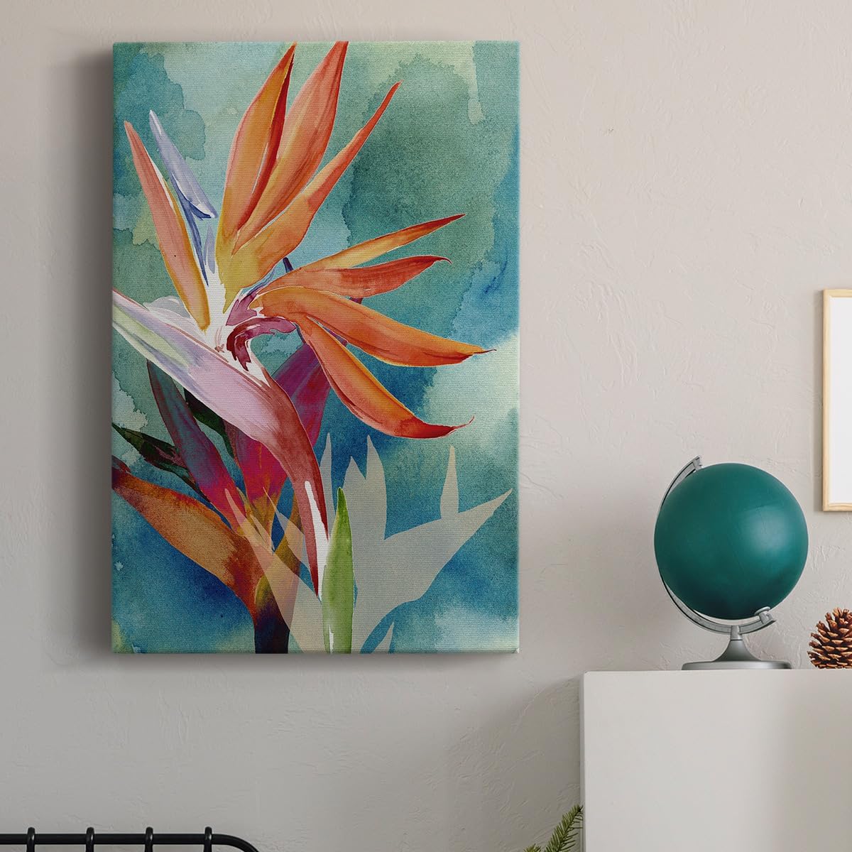 Renditions Gallery Canvas Nature Decor Home Paintings & Prints Vivid color Birds of Paradise Flowers Abstract Wall Artwork for Living Room Office Kitchen - 12"X18" LT527