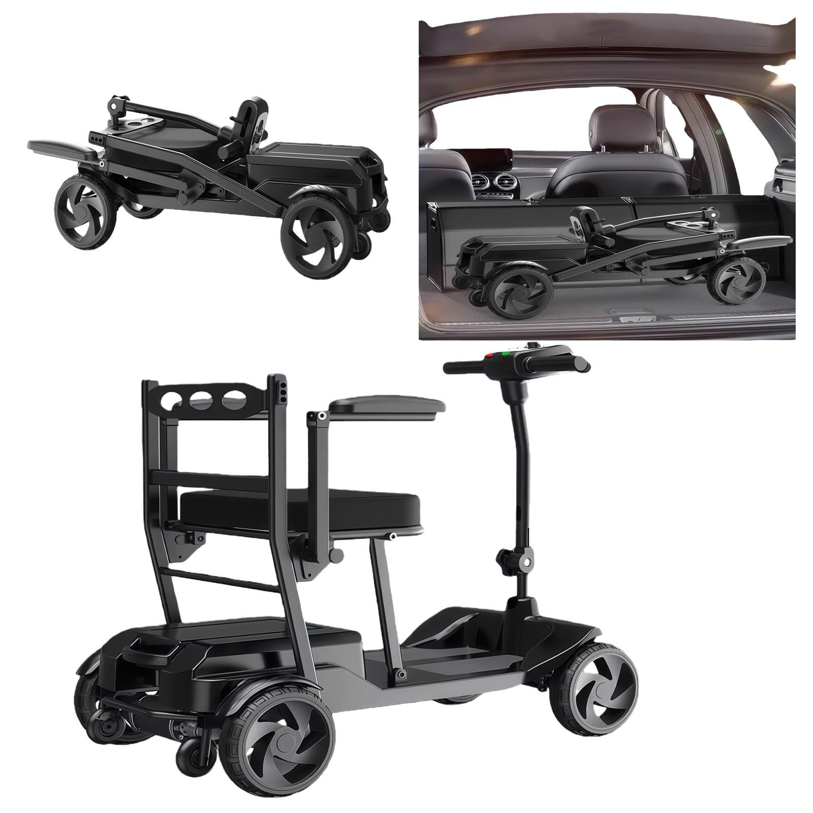 Scooters De Mobilité pour Adultes,Scooter De Mobilité À 4 Roues,De Freins Électromagnétiques Et De Pneus Pleins, Adapté Aux Personnes Âgées pour Leurs Déplacements Et Leurs Voyages.