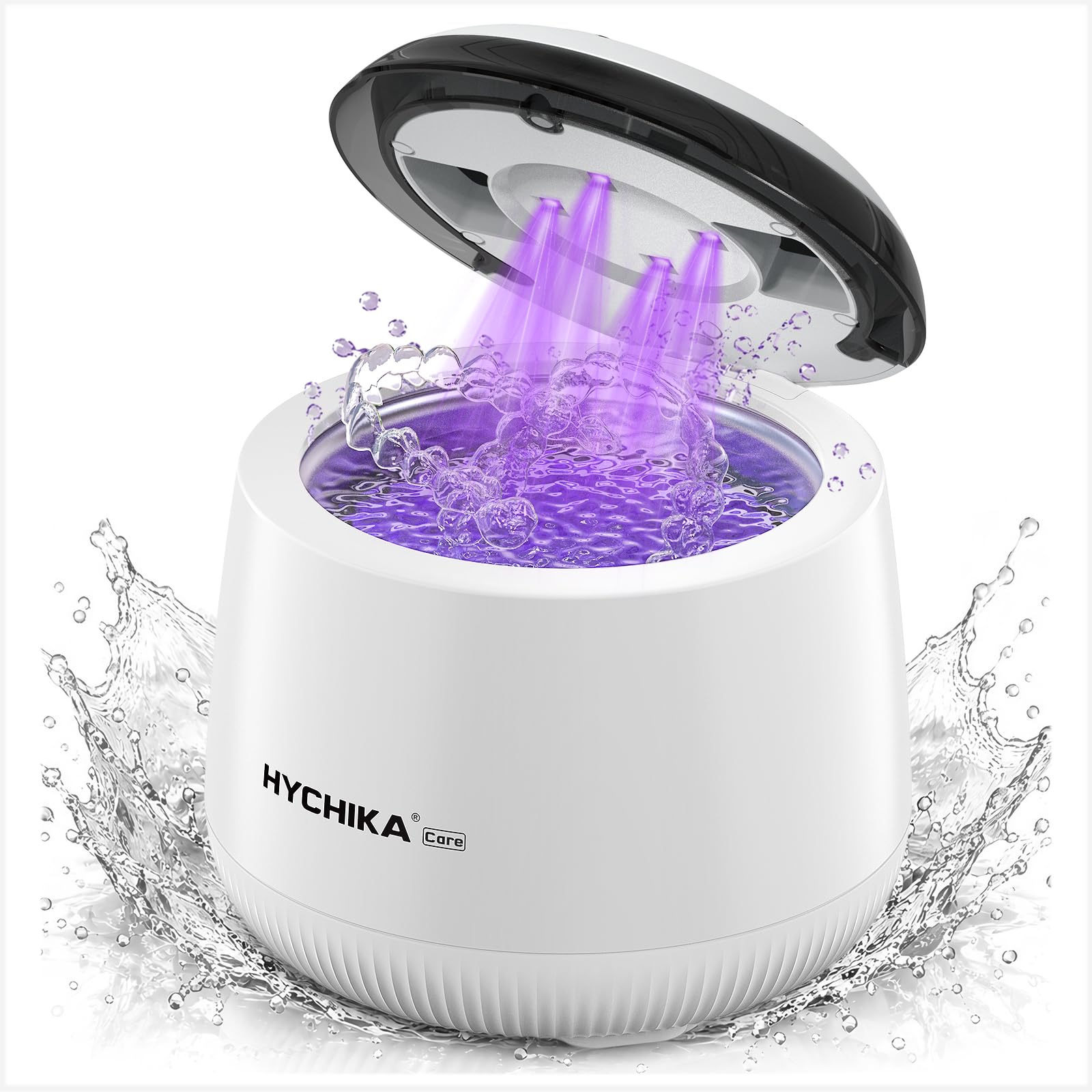 Ultraschallreinigungsgerät Zahnschiene mit UV-C Licht,Wasserdicht,48kHz Schall Dental Pod mit Timer,4 Modi,200 mL Reinigungsgerät für Prothesen,Aligner und Mundschutz,Weiß | Wasserdicht