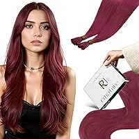 Vista 15 de RUNATURE Extensiones de cabello humano Itip rosa intenso de 22 pulgadas de largo, extensiones de cabello humano con punta en Itip, extensiones