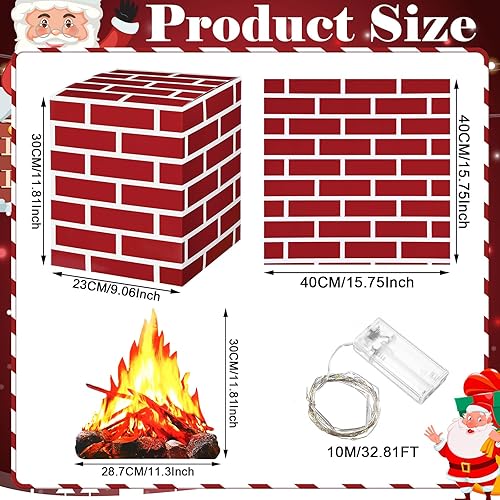 Miniatura 4 de Juego de 15 piezas de cartón navideño para chimenea, chimenea de cartón con fuego falso, bloques de tablero de tarjetas de llama falsa para