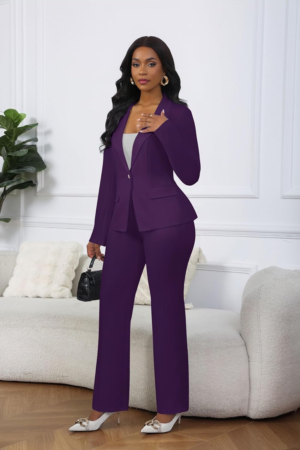 Salimdy 2 Piece Pant Suits for Women Business Casual Outfits Dressy Blazer Jackets and Pencil Pants Work Set