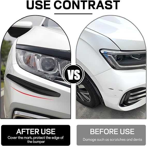 2PCS Anti-Collision Car Bumper Guard Strip, Anti-Scratch Car Bumper Protector Trim, Carbon Fiber Front and Rear Bumper Guard Sticker, Universal Exterior Car Accessories (Black)