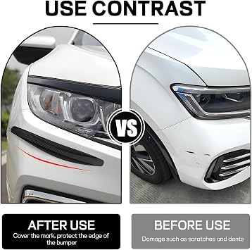 2PCS Anti-Collision Car Bumper Guard Strip, Anti-Scratch Car Bumper Protector Trim, Carbon Fiber Front and Rear Bumper Guard Sticker, Universal Exterior Car Accessories (Black)