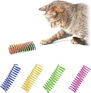 WishLotus Cat Toys for Indoor CatsInteractive 3.34in 4 Colors Cat Spring Toy, 8pc Big Springs Set Lightweight Durable High Elasticity Cat Spiral Springs for Cats to Swat, Hunt to Kill Time (8pcs)
