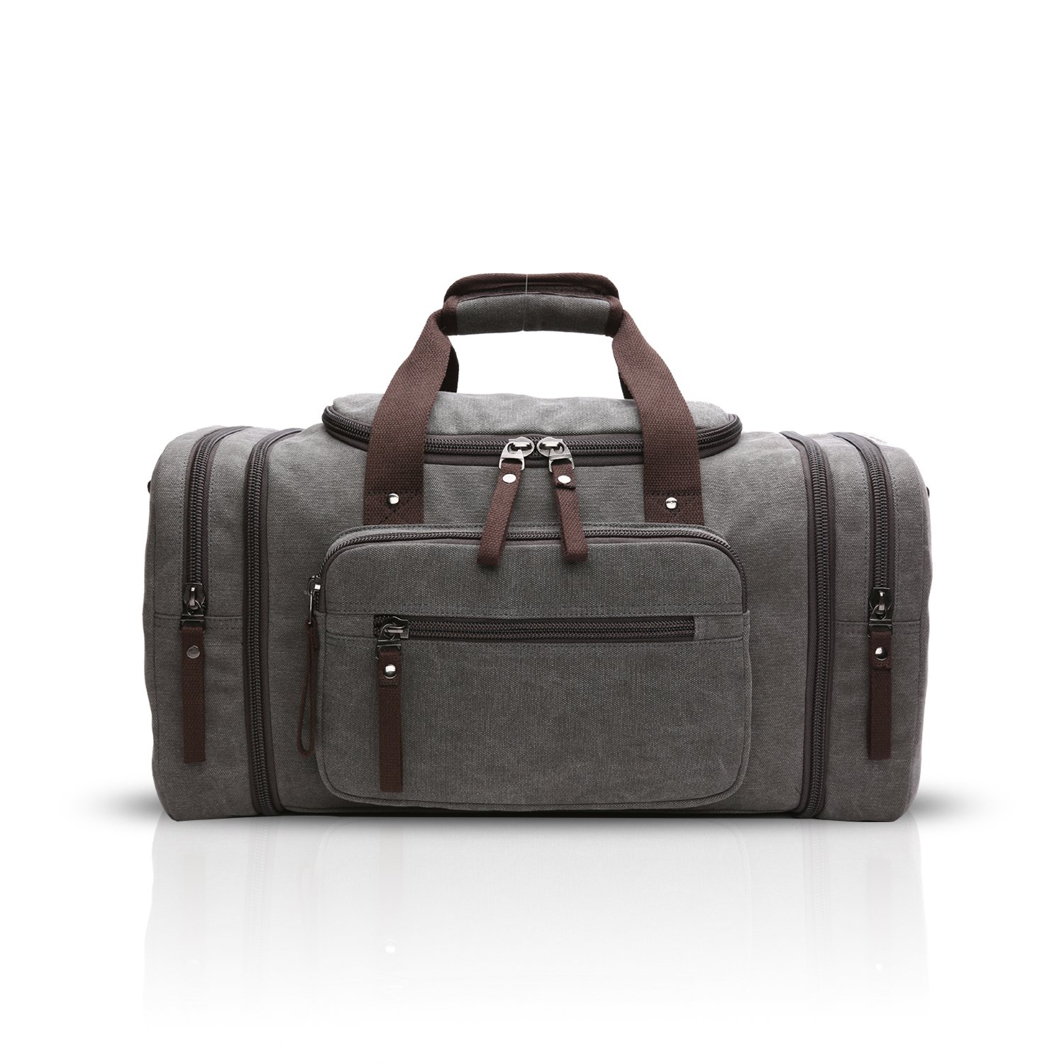 FANDARE Borsa da Sportiva Uomo/Donna Gym Borsa Tote da Viaggio Weekend Overnight Outdoor Camping Borsetta Boston Borsa a Tracolla Traspirante Tela Grigio