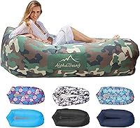 Vista 8 de AlphaBeing Tumbona inflable, sofá inflable portátil de malla, hamaca de aire hueca, silla de aire antifugas para acampar al aire libre, playa, viajes