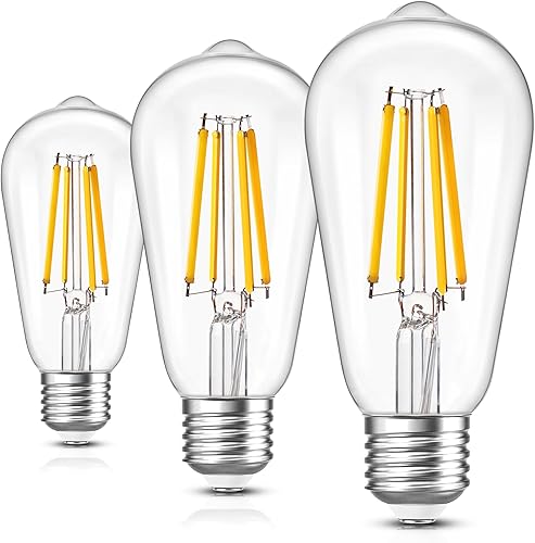 Bombillas LED vintage Edison regulables equivalentes a 100 vatios, 1600 lúmenes, blanco cálido 2700 K, bombilla de filamento ST58 de 11 W para el