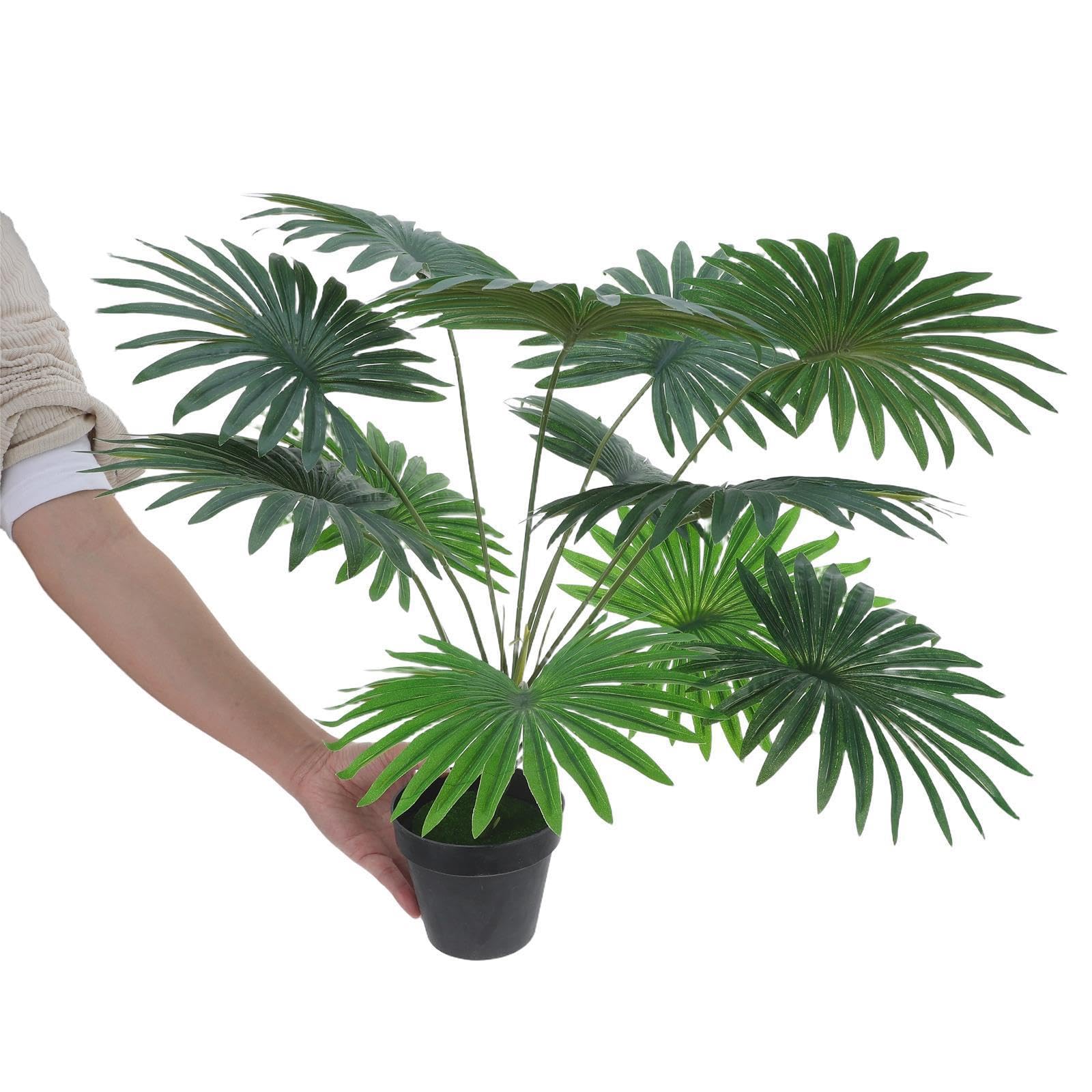 Albero di Palma Artificiale in Vaso Verde Realistico in Plastico, Facile Manutenzione, per Soggiorno e Camera da Letto, Pianta Finta Decorativa per Interni