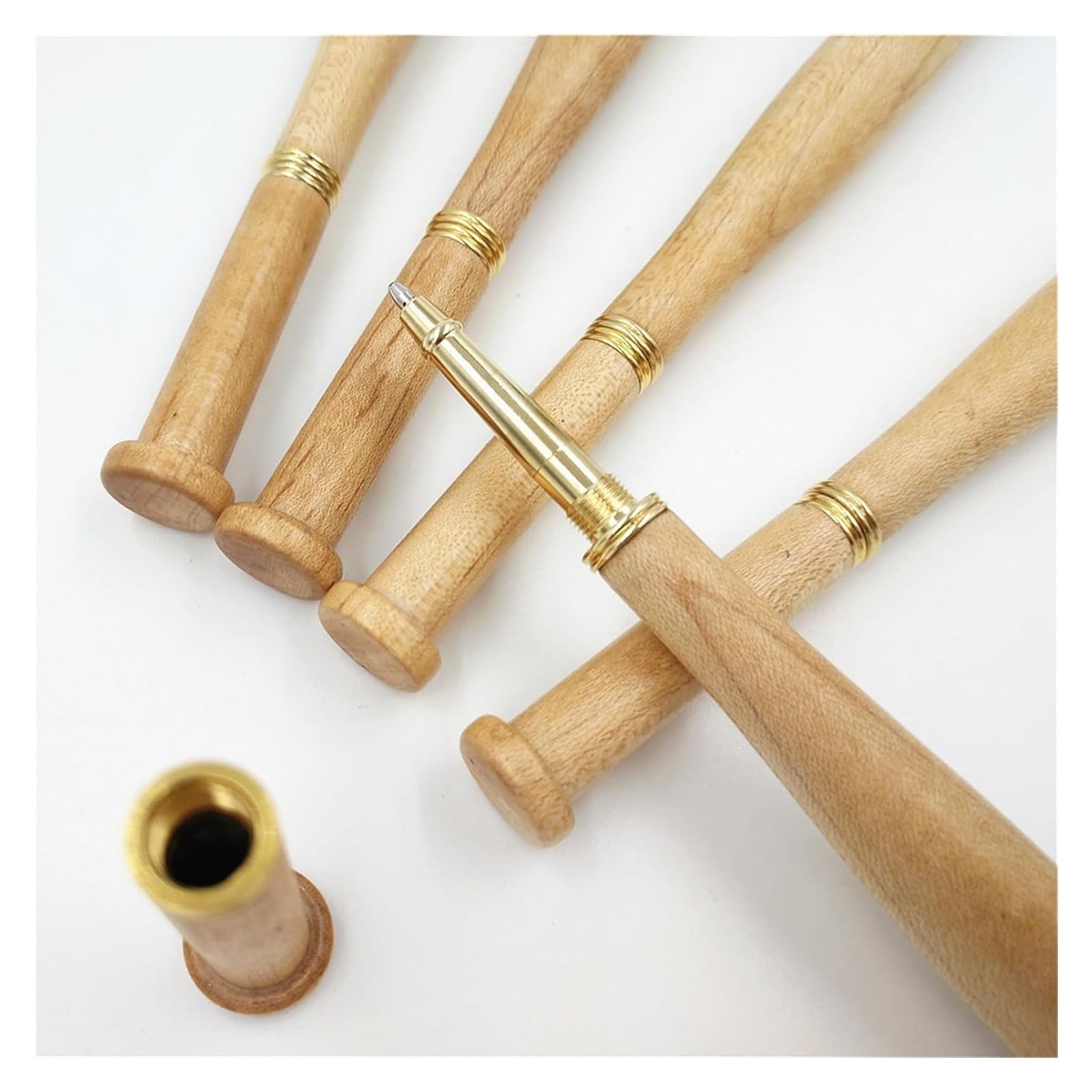 Penne a Sfera, Penne Roller a Inchiostro Nero da 0,5 mm in Legno d'Acero, Penne a Inchiostro Gel da Baseball, Penne Neutre Leggere e dalla Scrittura fluida