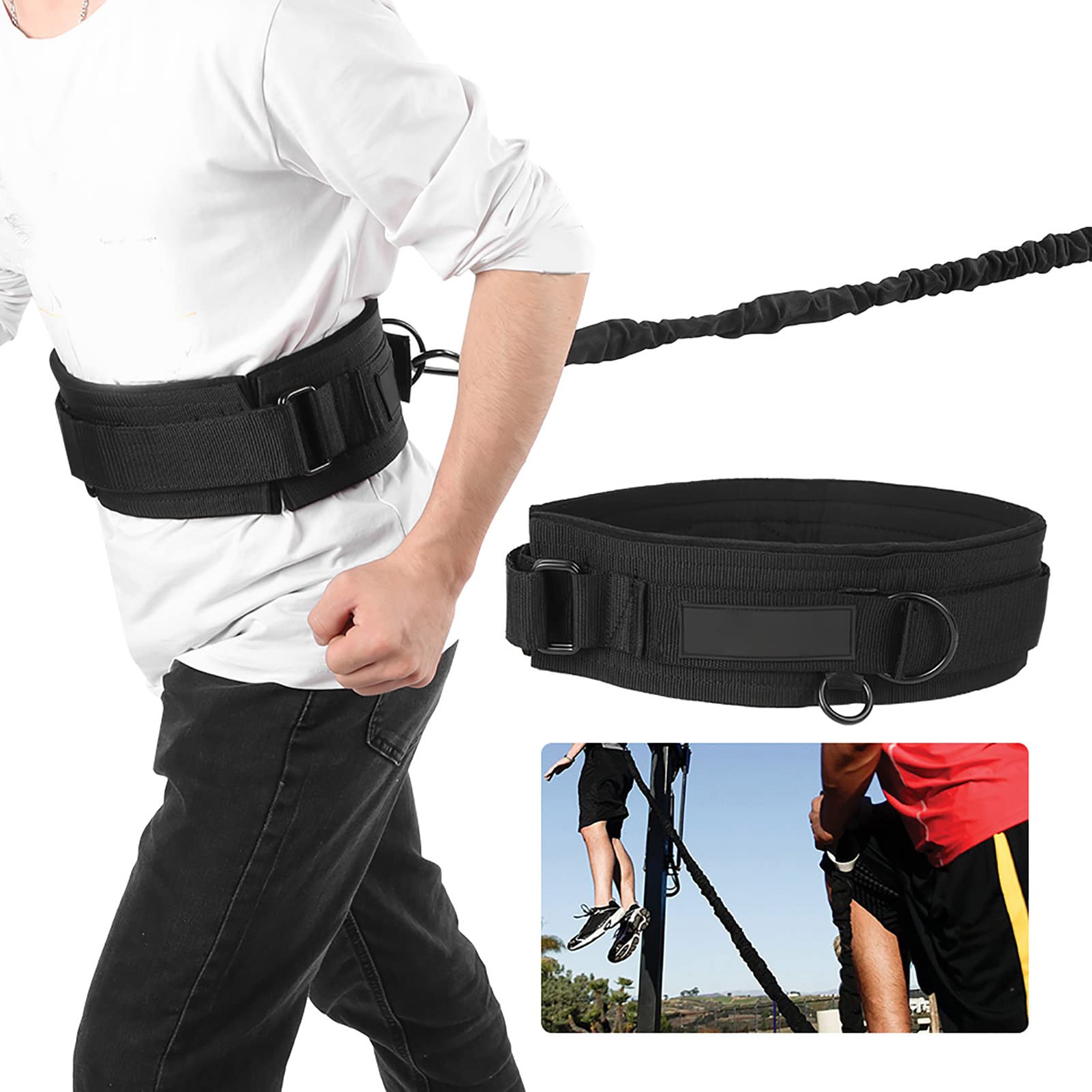 Vbestlife Cuerda de Tracción de Entrenamiento, Cinturón de Resistencia de Ejercicio Deportivo de 360 ​​Grados, Cuerda de Tracción para Correr, Equipo de Entrenamiento Mus