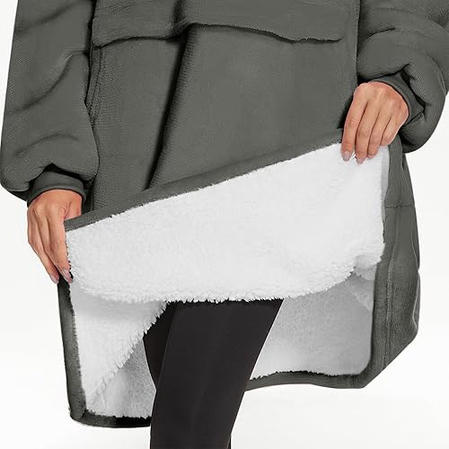 Miniatura 4 de Manta con capucha, mangas de manta de gran tamaño, manta cálida y acogedora, regalos para mujeres y hombres