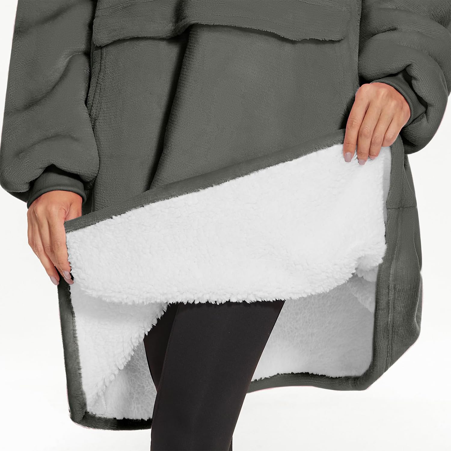 Coperta indossabile con cappuccio, felpa oversize con maniche coperte, calda e accogliente, regalo per donne e uomini