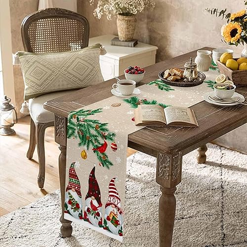 Miniatura 4 de Camino de mesa de Feliz Navidad, mesa de fiesta de Navidad de 13 x 70 pulgadas, decoración de mesa, bufanda de mesa para invierno, Navidad,