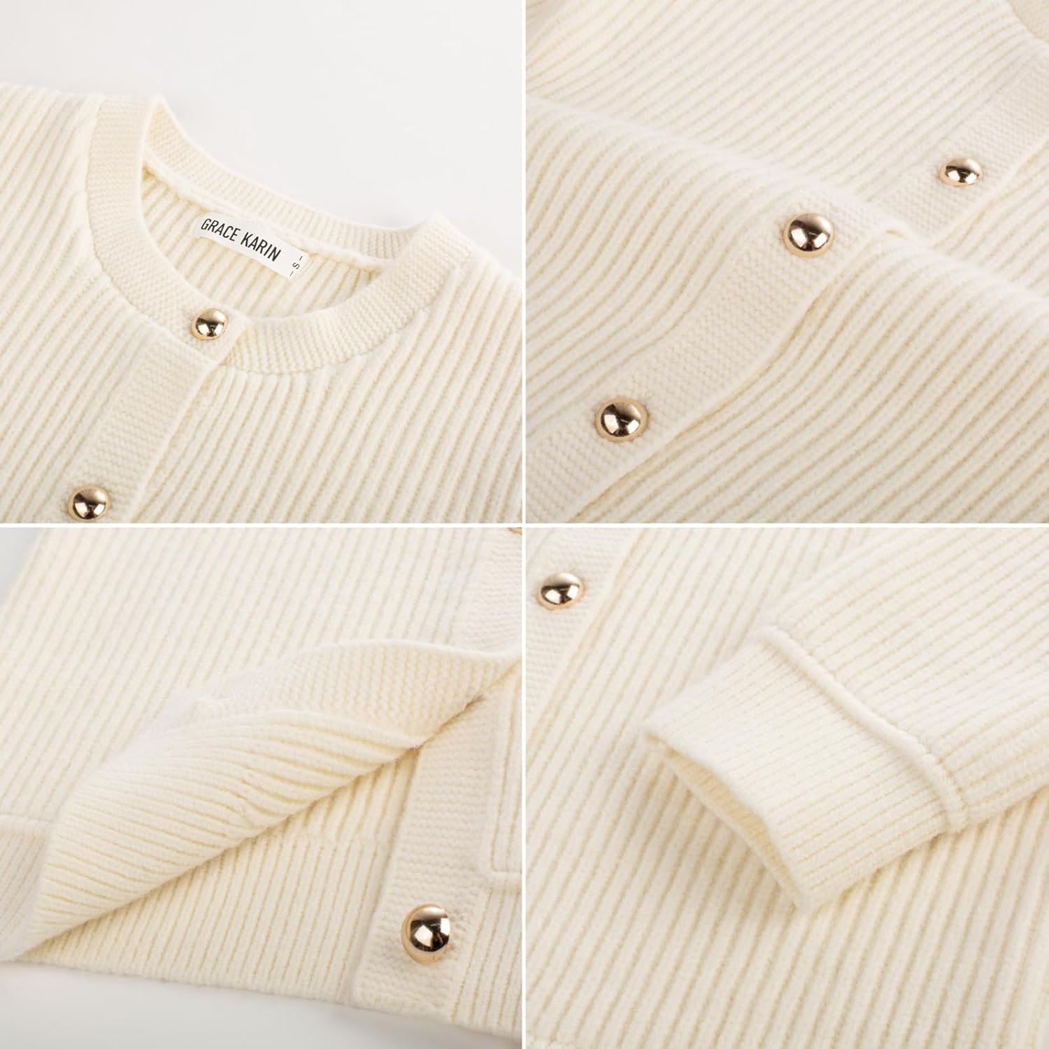 GRACE KARIN Knit Cardigan Sweaters for Women Long Sleeve Ribbed Button Up Sweater 2026 Spring Casual Jacket - Image 7