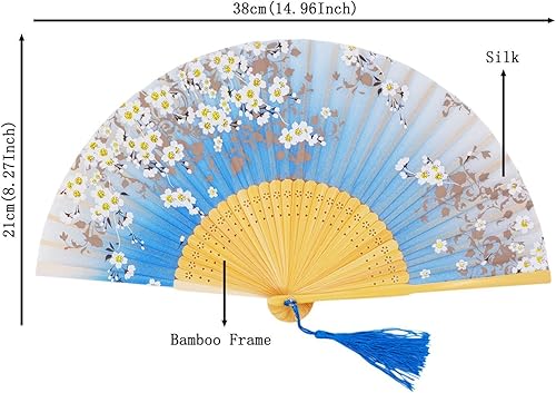 Miniatura 2 de Amajiji Encantadora elegante y moderna mujer hecha a mano de seda de bambú 8.27 "(21 cm) bolsillo plegable bolsillo ventilador de mano (negro)