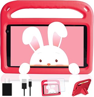 GOODTEL 2023 Tablet for Kids Tablets G7 7" 32GB ROM 128GB Extended Memory, Android 11 Tablet Quad-Core, Google Play Pre Installed, Parental Control Mode, IPS HD Display, Kid Shock-Proof Case(Red)