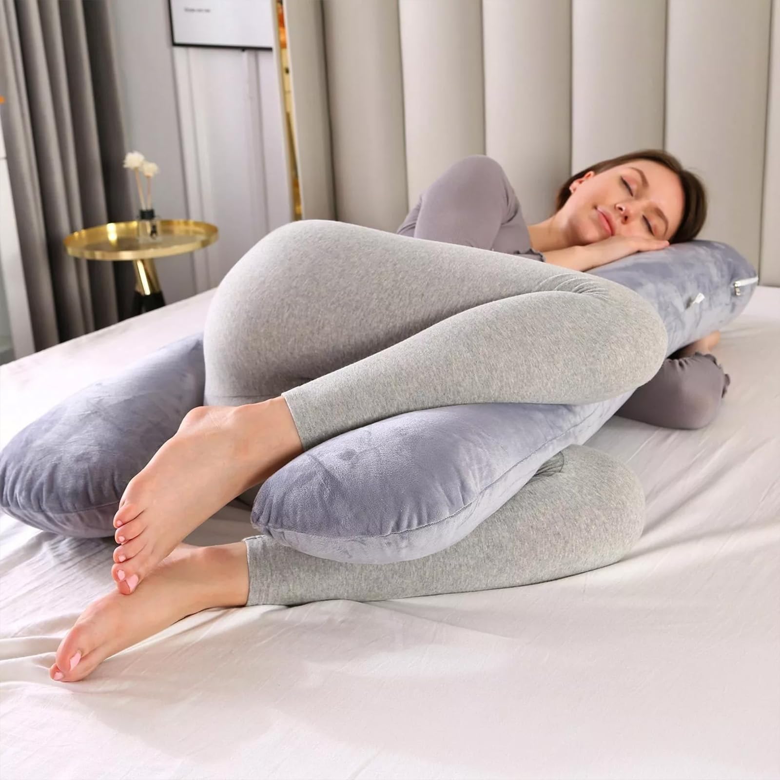 Pillow Daddy Schlafkissen,Schwangerschaftskissen,OrthopäDisches SeitenschläFerkissen，SeitenschläFerkissen U FormfüR Frauen Und SeitenschläFer (Schwarz)