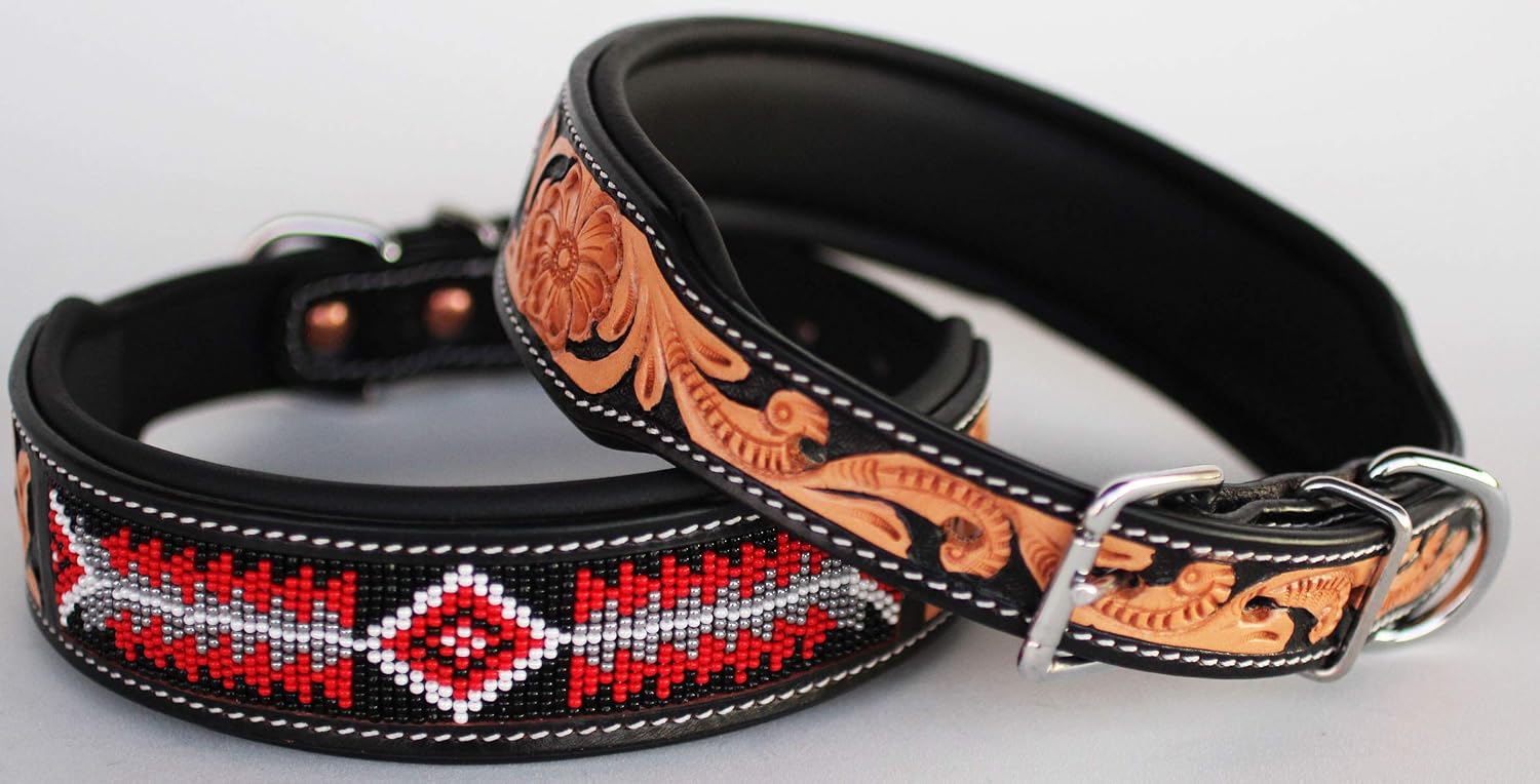 XSmall 9''- 13'' Dog Puppy Collar Genuine Cow Leather Padded Canine 6092