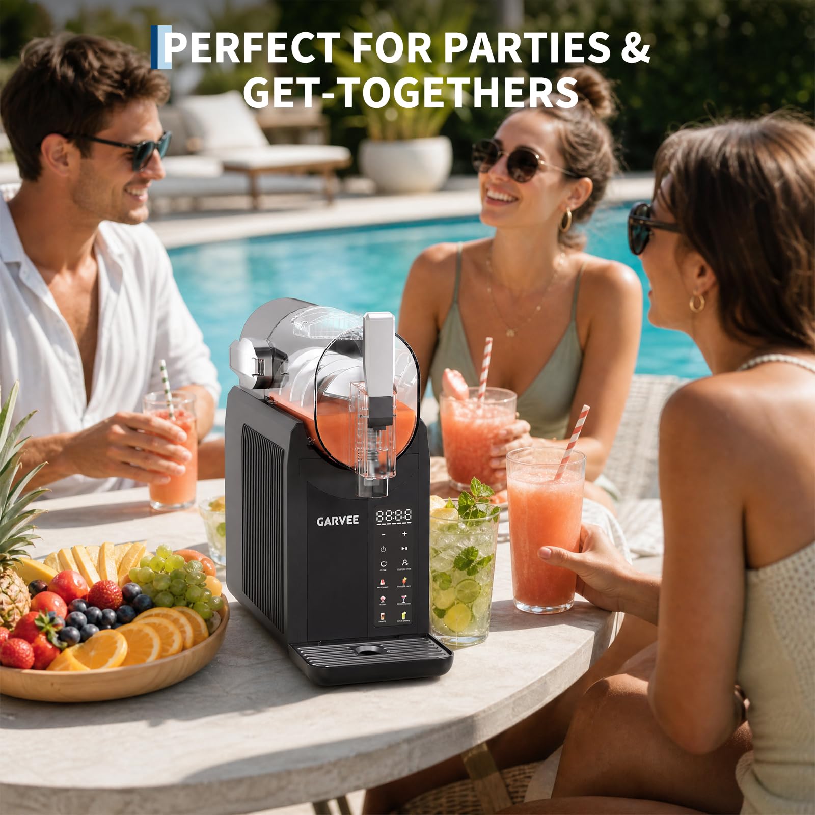 Slush Maschine, 6-in-1 Slush Ice Maker,2 l, 7 Smarten Programma, Softeismaschine Für Zuhause, Automatische Reinigung, Eismaschine Slush Für Slushie, Milchshake, Frappé, Wein, Cocktail Maschine,Schwarz