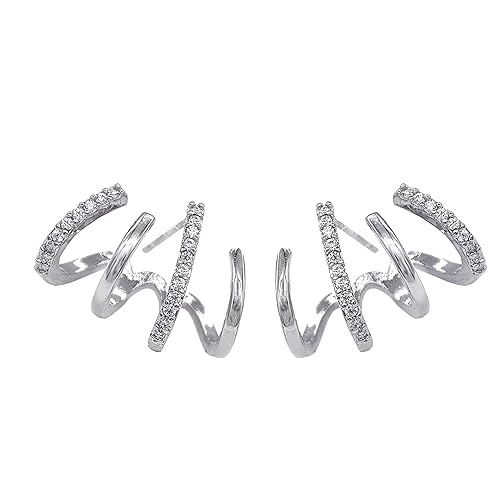 JeanBeau Dainty Cubic Zirconia Leaf Pearl Gold Stud Earrings for