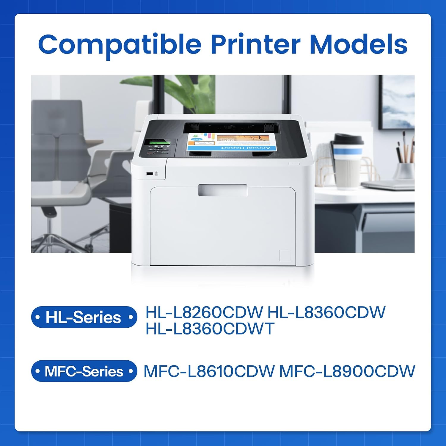 TN-433 TN433 Toner Cartridges Compatible TN433BK TN433C TN433M TN433Y High Yield Toner Replacement for Brother TN433 HL-L8260CDW HL-L8360CDW MFC-L8610CDW MFC-L8900CDW Printer(4 Pack)