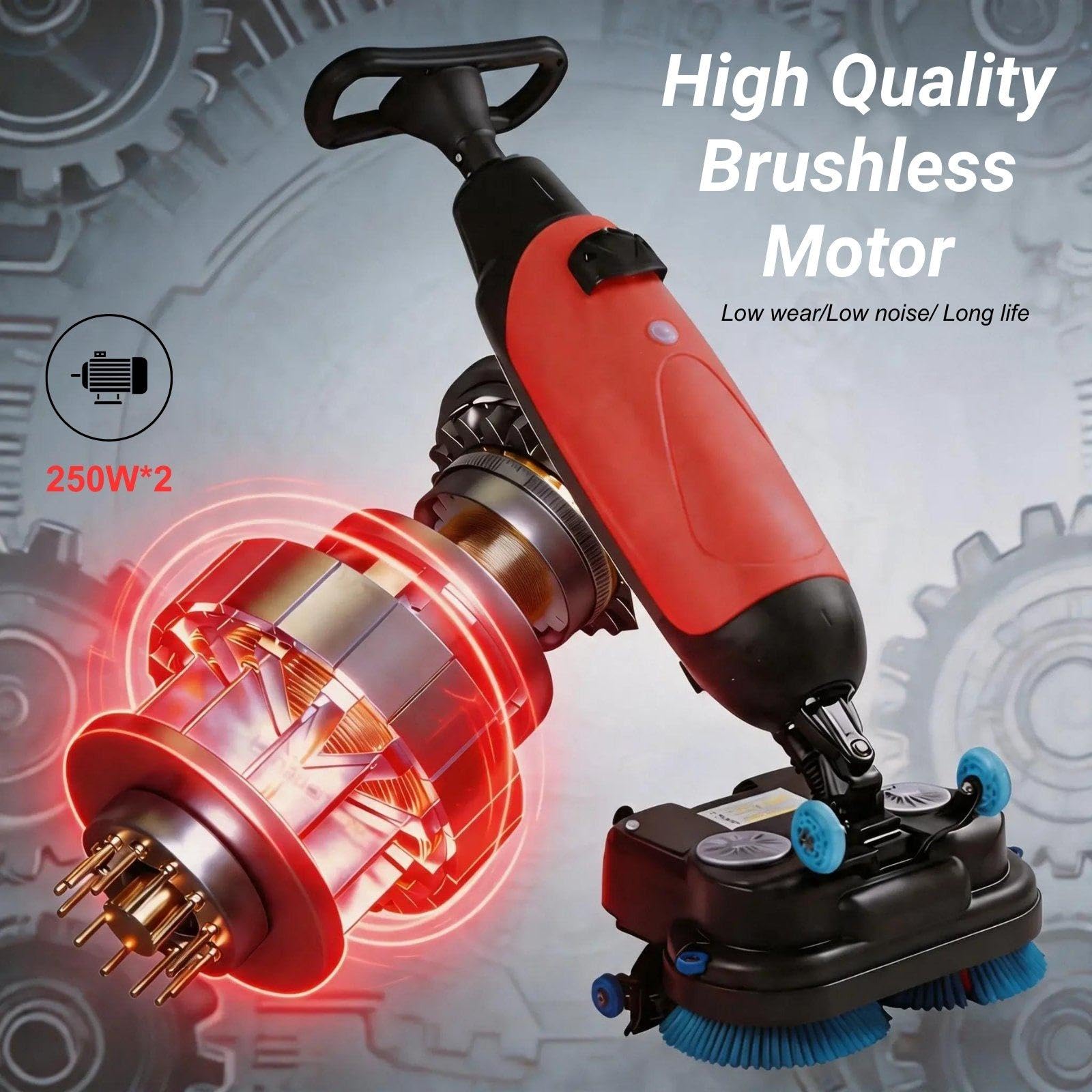 Máquina Fregadora de Suelos Comercial, Limpiador Inalámbrico de 350 RPM, Cabezal Giratorio de 360° y Doble Cepillo, 120 Min de Autonomía para Suelos de Vinilo, Hormigón y Vinilo de Lujo White
