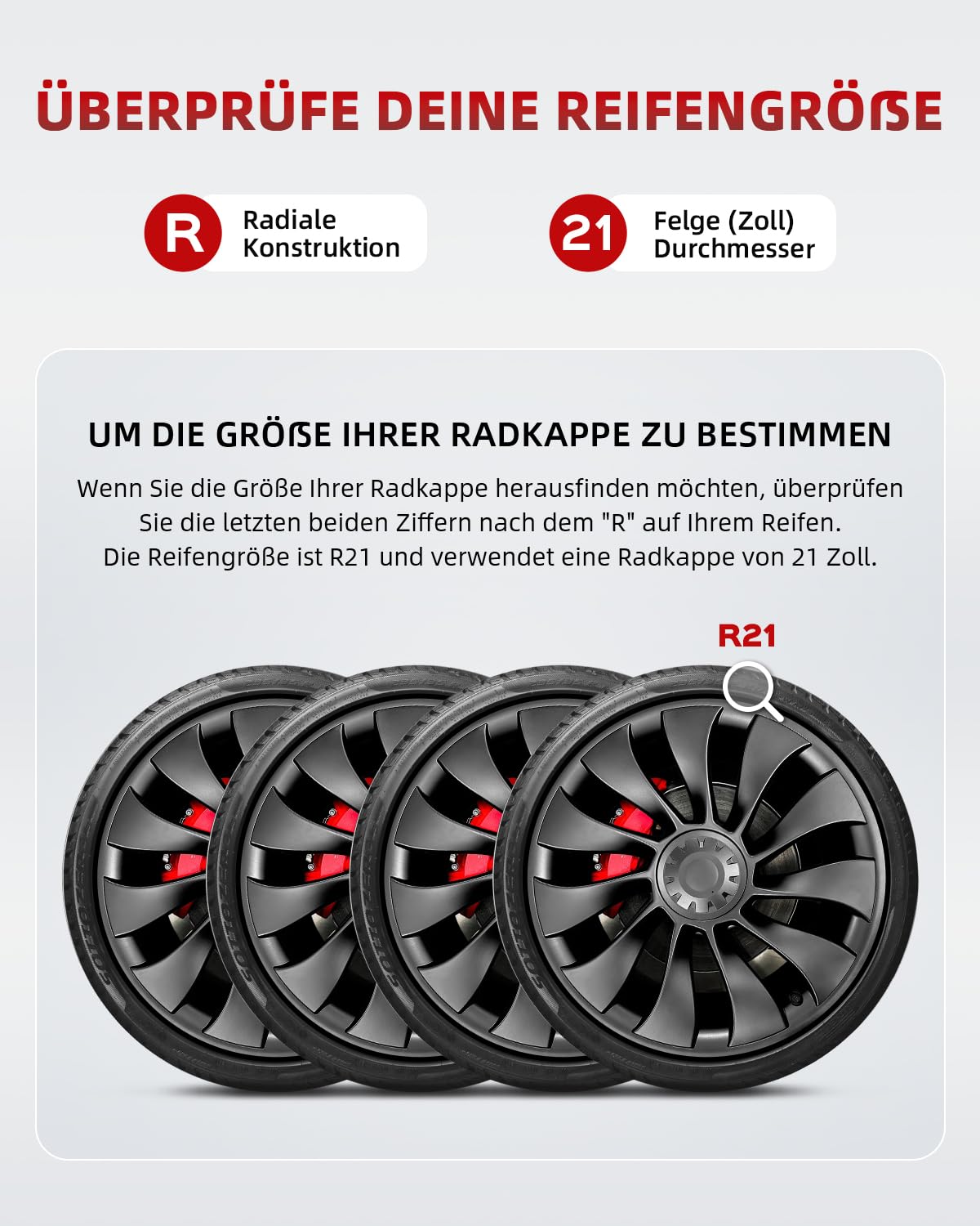 Protezione Cerchi Per Tesla Model Y 21'' Uberturbine - Set Di 4, Colore Grigio Polvere - Foto 3