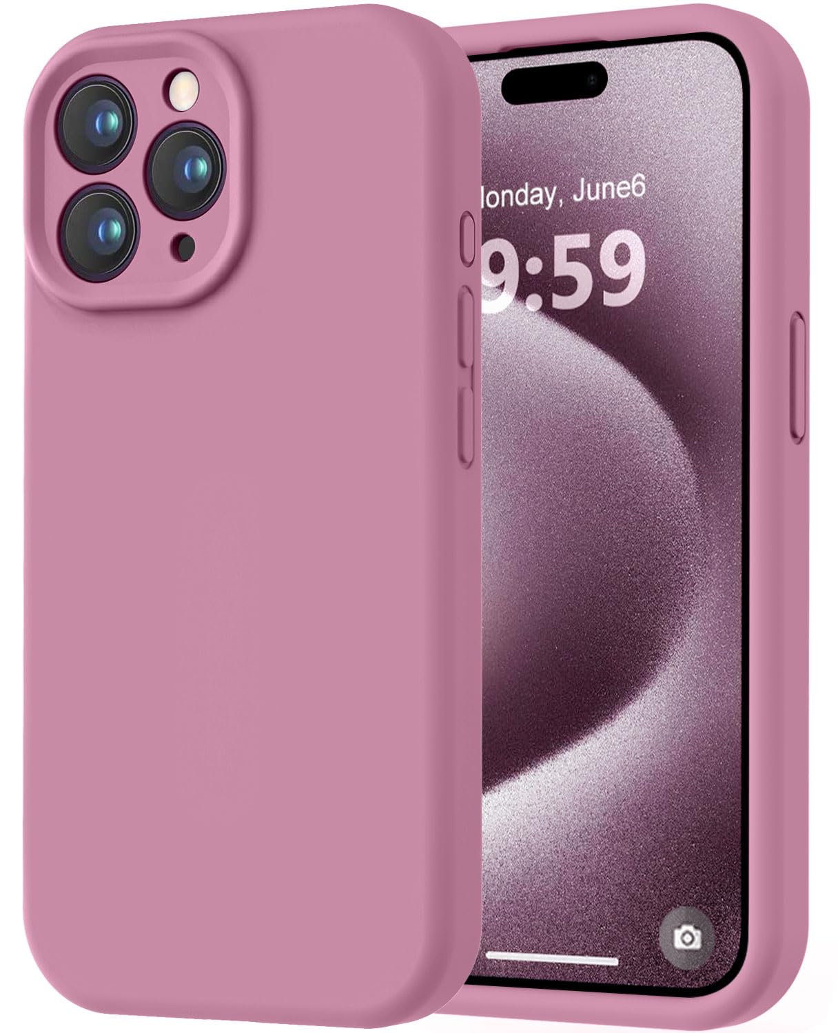 Photo 1 of LOVE 3000 Designed for iPhone 15 Pro Max Case, Premium Silicone with [Soft Anti-Scratch Microfiber Lining] Shockproof Protective Phone Case for Men Women Girls 6.7", Lavender Purple