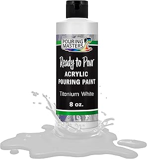 POURING MASTERS Titanium White Acrylic Ready to Pour Pouring Paint - Premium 8-Ounce Pre-Mixed Water-Based - for Canvas, W...