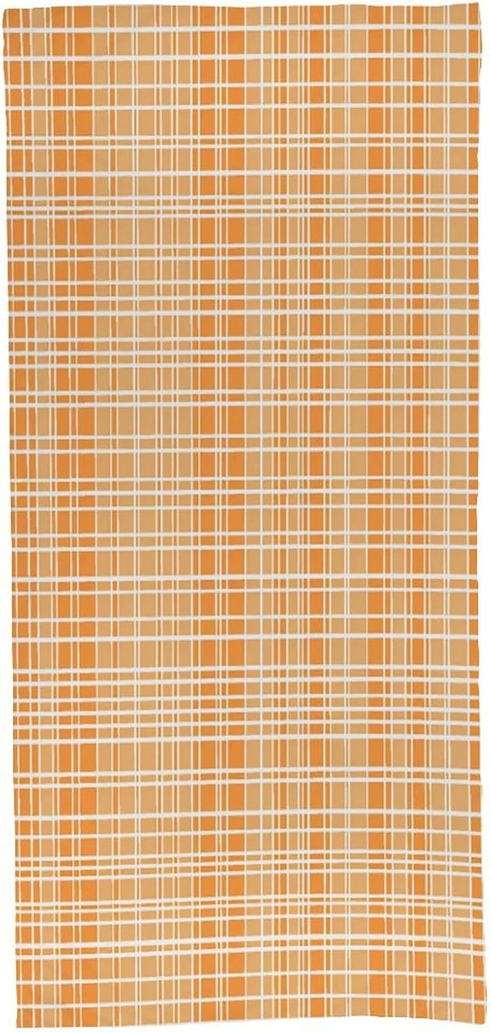 Orange and White Plaid Towel Vacation Accessories Essentials Soft Lighterweight，Bath Towel for Adults Women Men，Bath Towels Gift for All Occasions, Machine Washable.