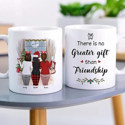 Miniatura 3 de Gossby Taza de café de Navidad personalizada para amigas, regalos de amistad personalizados para mujeres con diseño, nombre, regalo de mujer para