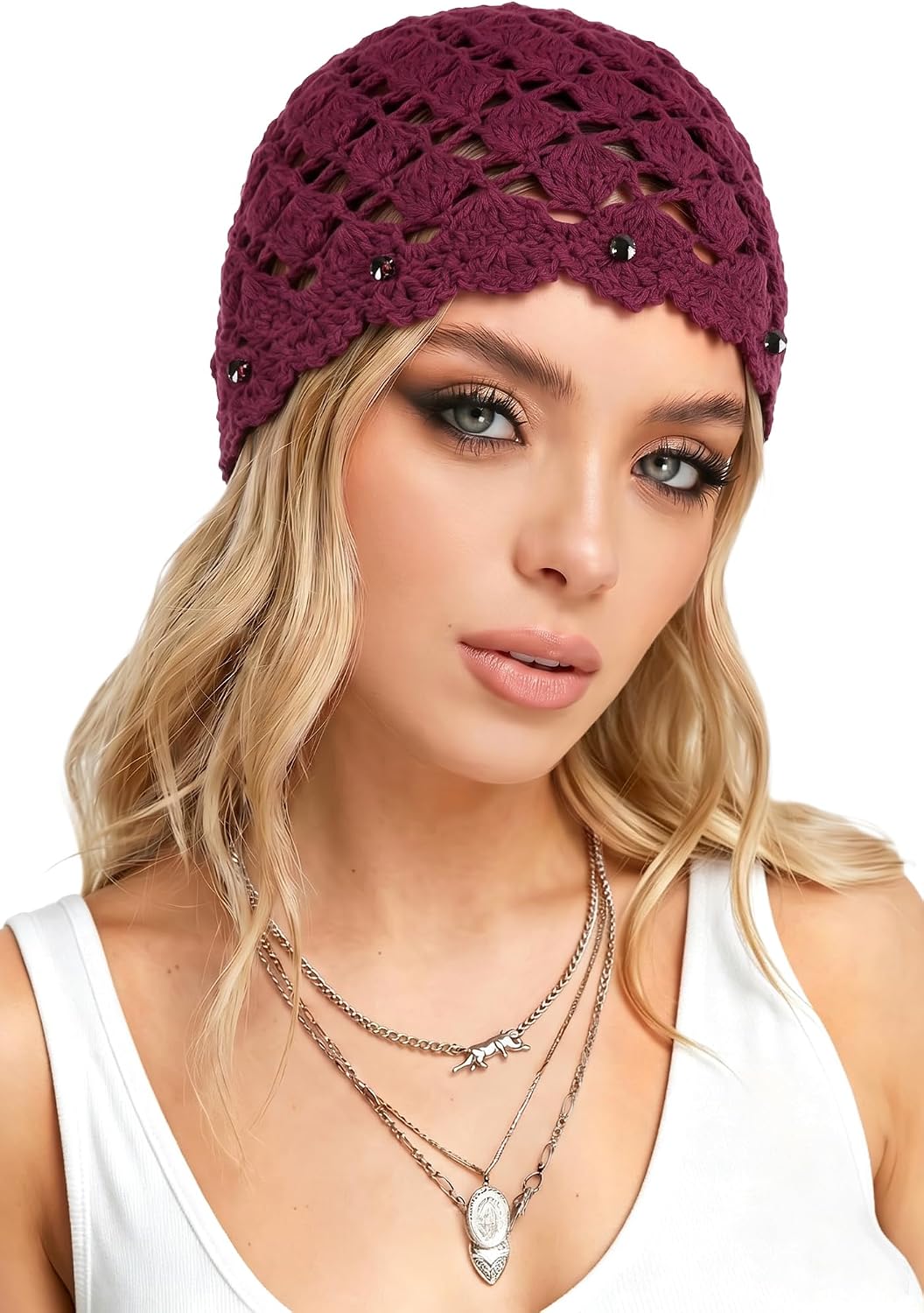 Ababalaya Women’s 100% Cotton Handmade Crochet Beanie Hat