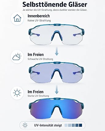 Cycling Glasses Men Women Photochromic Running Glasses UV400 with Adjustable Nose Pad 27 g Lightweight TR90 Sports Glasses Sunglasses Quick Glasses for Bicycle MTB Outdoor