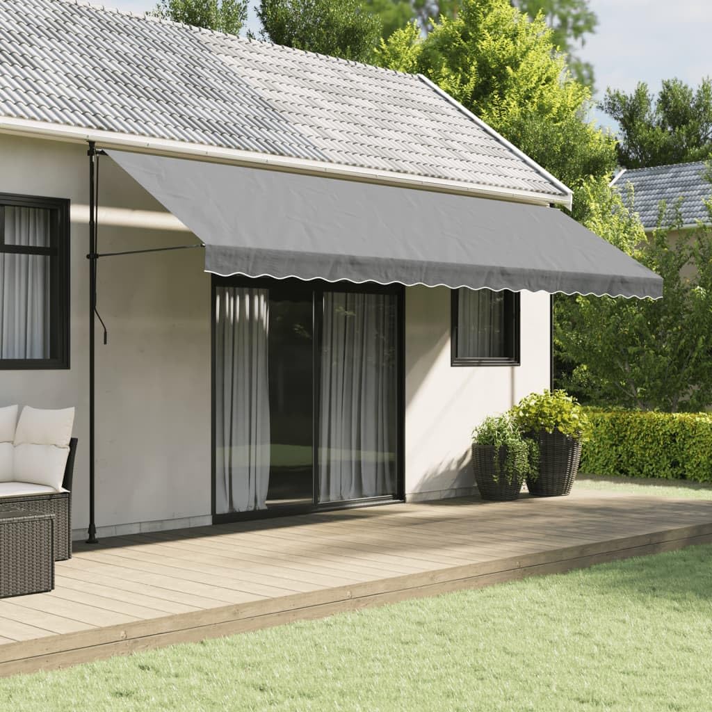 vidaXL Tissu de remplacement de cantonnière d’auvent rayure anthracite, dessus de store de remplacement, parasol de patio,, auvent de jardin