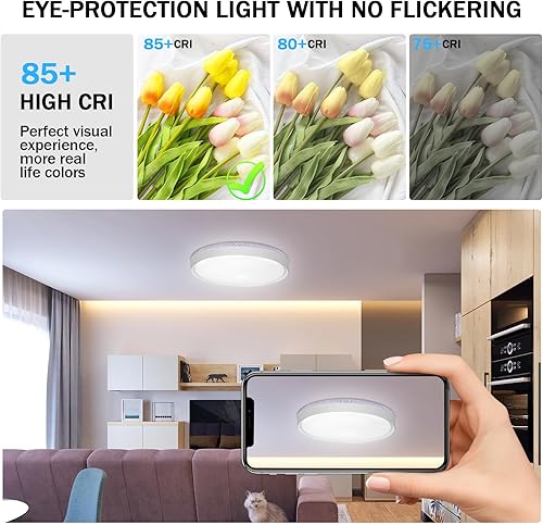 Miniatura 5 de Lámpara de techo LED  24 W 2400 LM regulable RGB luz de techo con control remoto y aplicación inteligente para interiores 3000K-6500K para