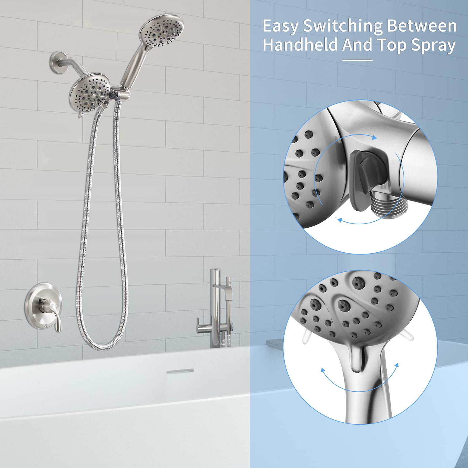 Shower Combo Set, HOMELODY Shower Head System with Valve High Pressure