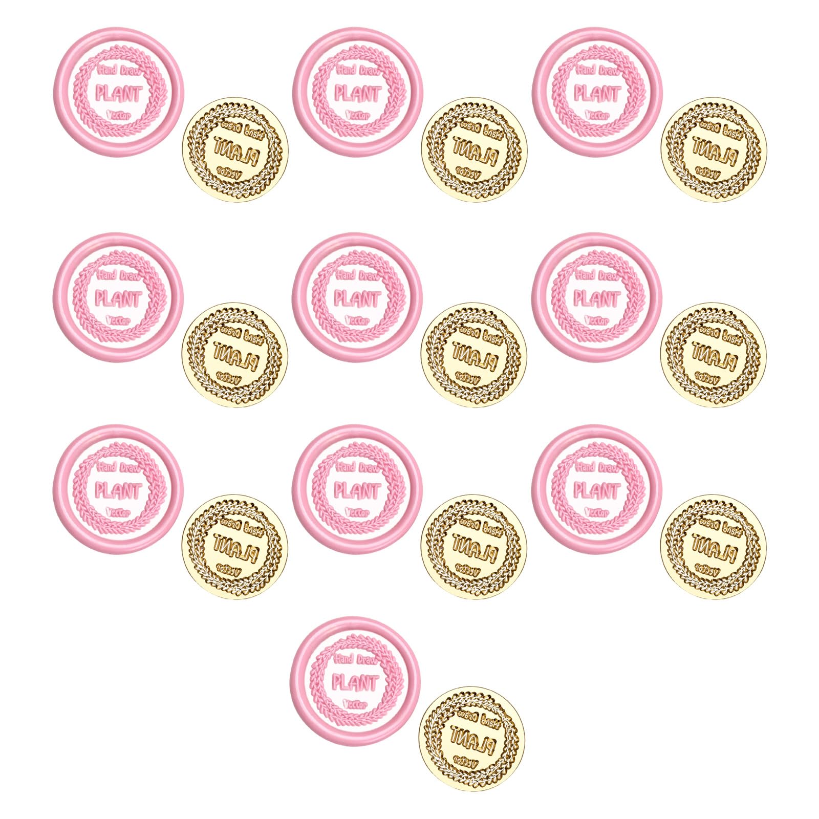 10 Stück/Set Pflanzen-Serie, Siegelstempel, gewachst, Messingkopf, gewachst, Siegelstempel für Umschläge, Hochzeitseinladungen, Dekorationen