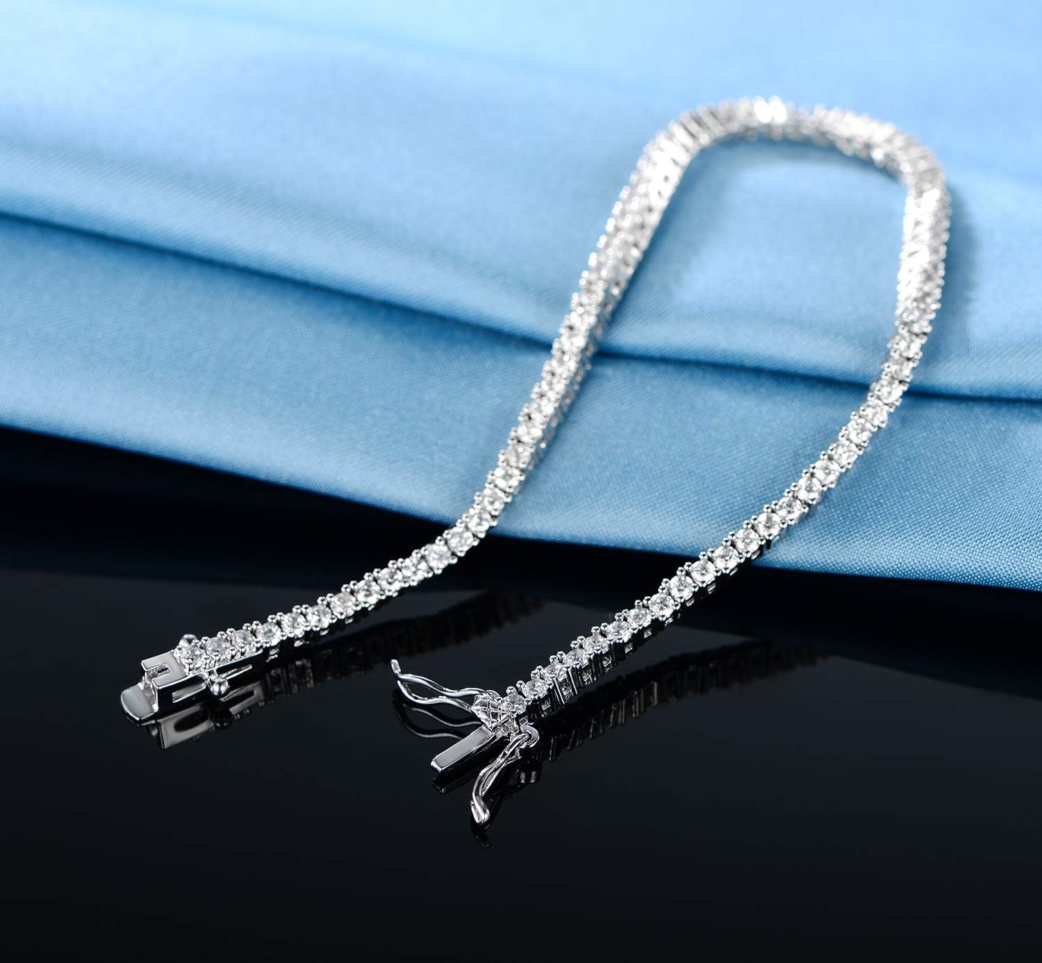 Gemsme 2.5mm Tennis Bracelet, 2.5mm Thin 18K White Gold Plated Cubic Zirconia Tennis Bracelet for Women - Image 5