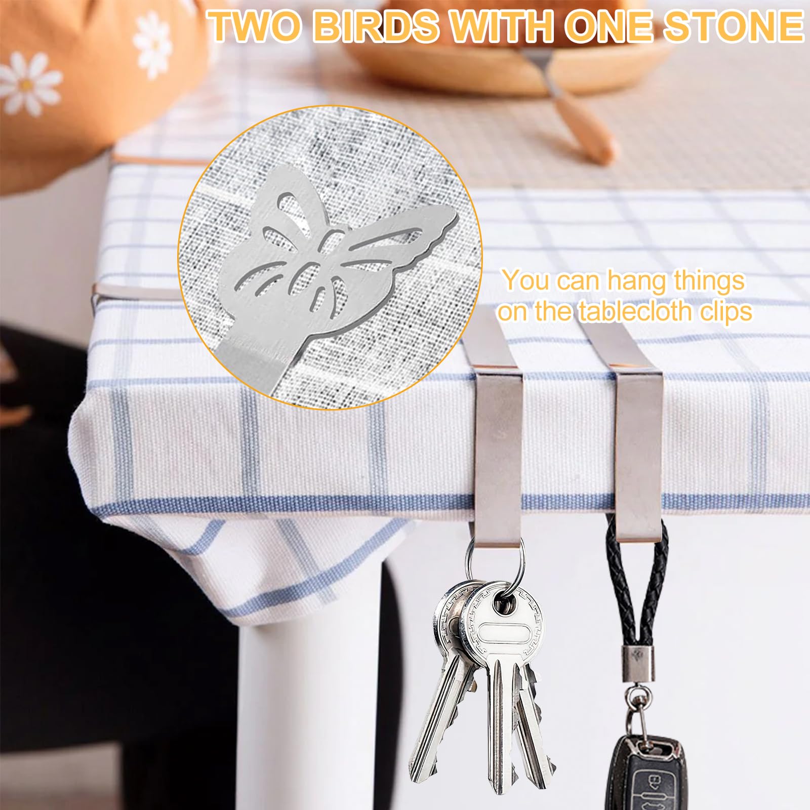 12 Pinces à Nappe ZIGefofo - Acier Inoxydable, Formes Patte De Chat/Papillon, Anti-Glissant 4cm