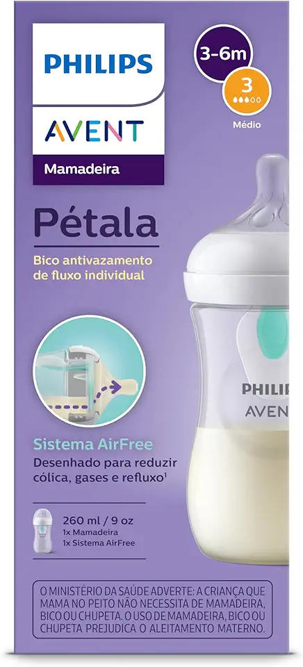 Mamadeira Pétala 3.0 Philips Avent Air Free 260ml 1m+