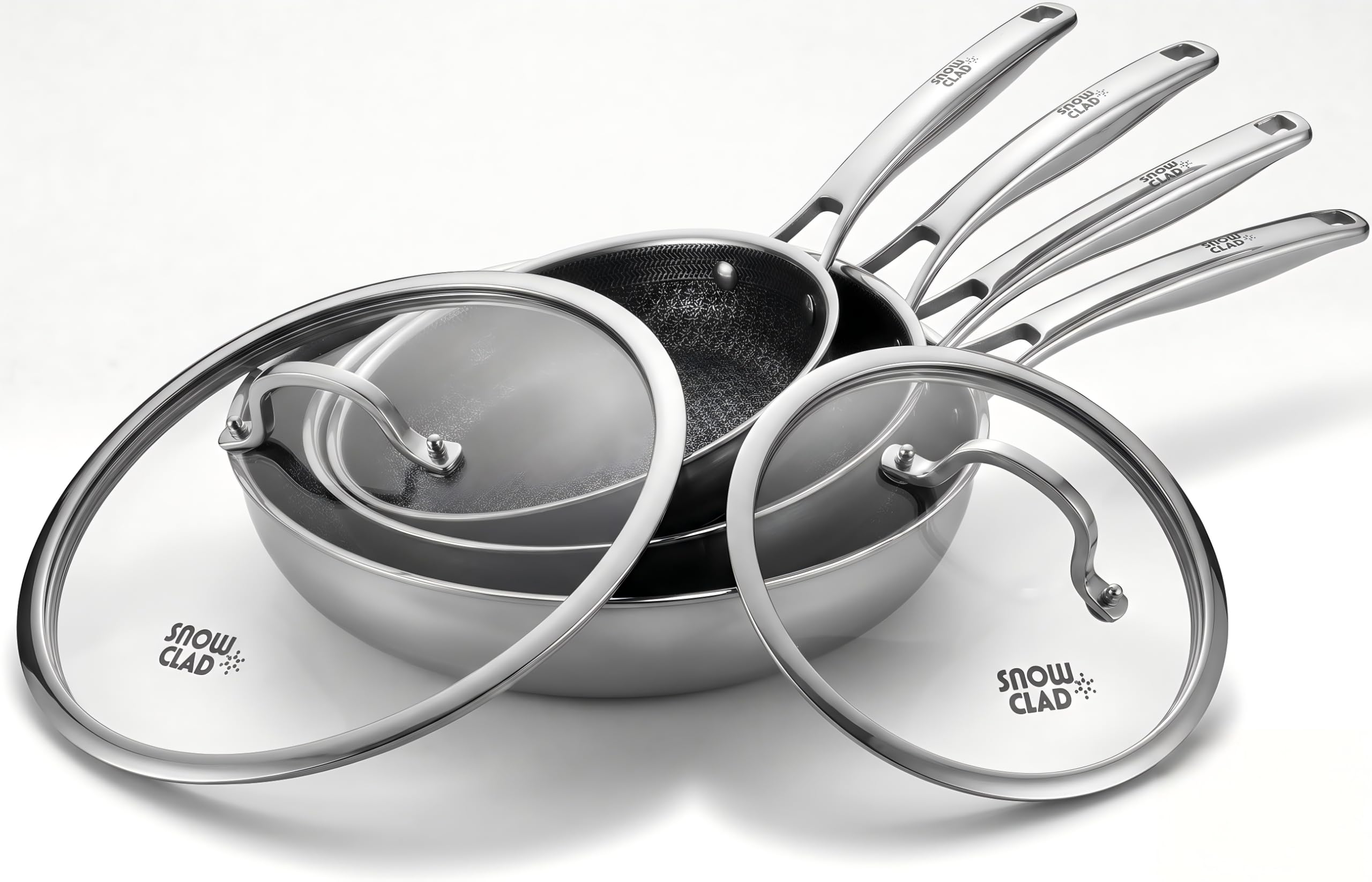 OATOFP Hybrid Skillet Set Nonstick (7.88+10+12inch), Pans for cooking, PFOA Free Stainless Steel Kitchen set,