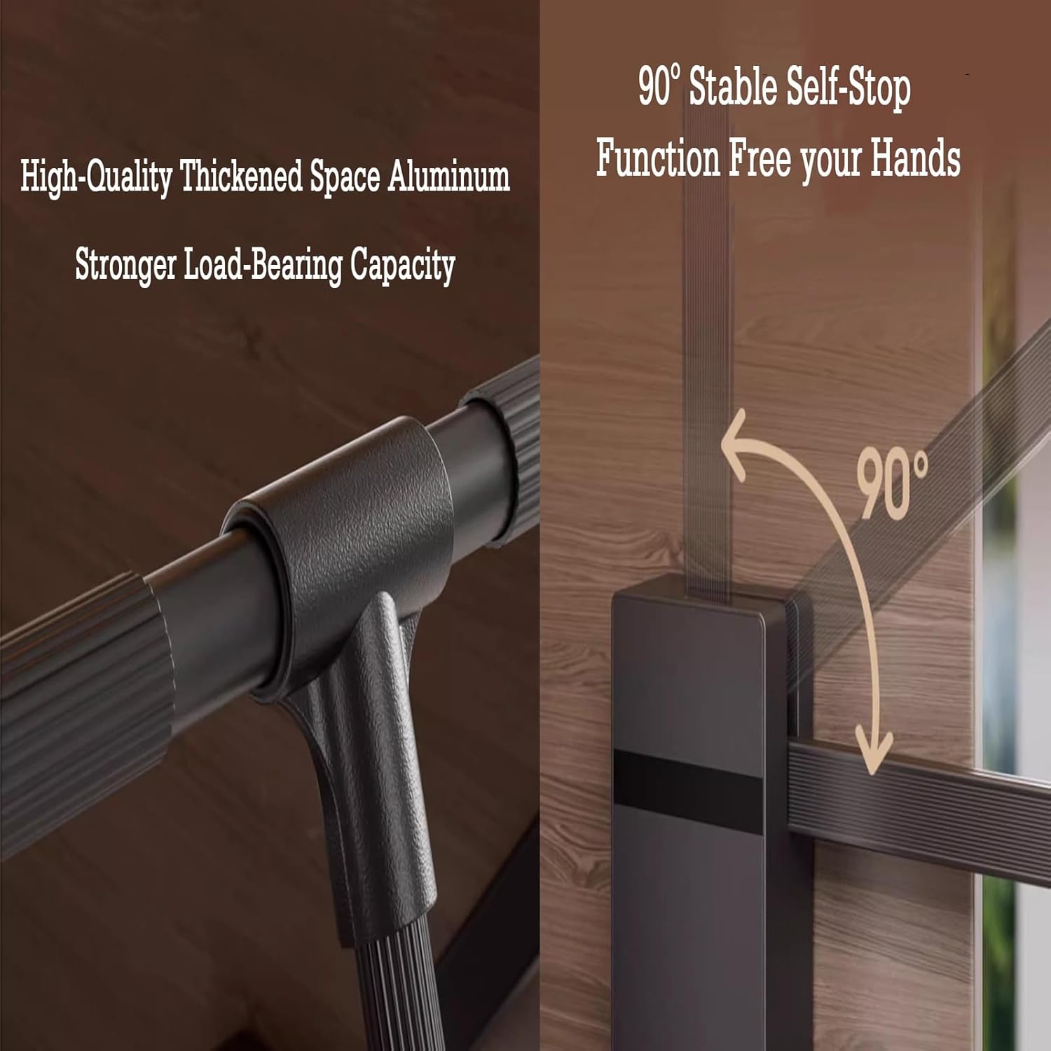 Two-way Buffering Side Back Mounted Closet Rod,Home Closet Drop Down Hanging Rod,Heavy Duty Load Capacity,for Bedroom(Brown,660-890mm)