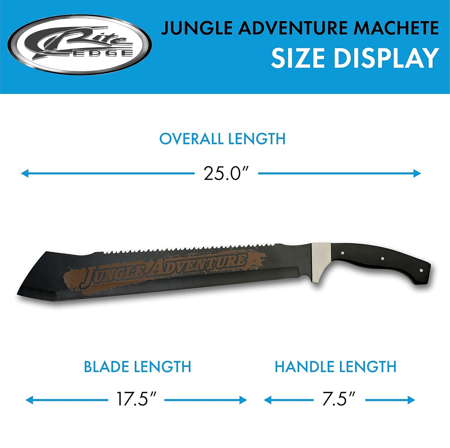 25” Black Wood Handle Heavy Duty Saw Back Jungle Cleaver Machete With Sheath