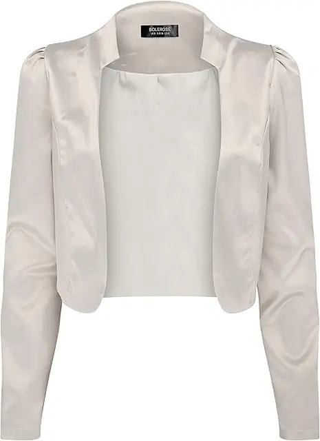 Formelle Satin Bolero Jacke mit langen Ärmeln - Blazer Satin