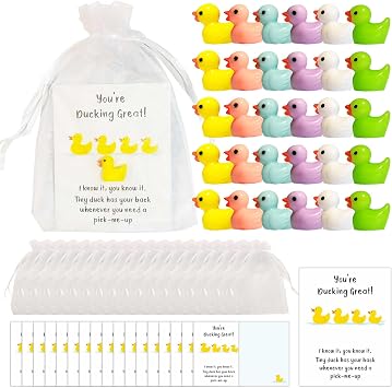 30 Sets Inspirational Gift Include Youre Ducking Great Cards Thank You Gifts Funny Cards Mini Resin Ducks Organza Bags Bulk for Students Coworkers Employee Appreciation Gifts Pocket Favors