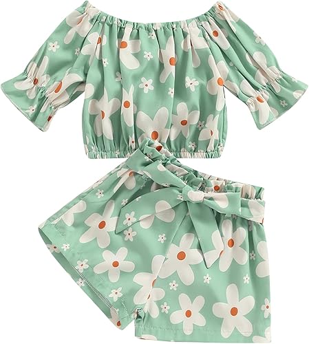 Lindas camisetas casuales de verano con estampado floral de manga corta y cuello bote  pantalones cortos de cintura elástica traje de 2 piezas