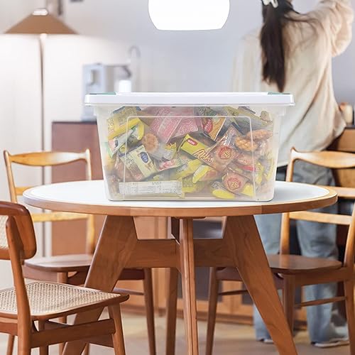 Miniatura 6 de Paquete de 6 cajas de almacenamiento de plástico transparente de 20 L, contenedores de almacenamiento con tapas