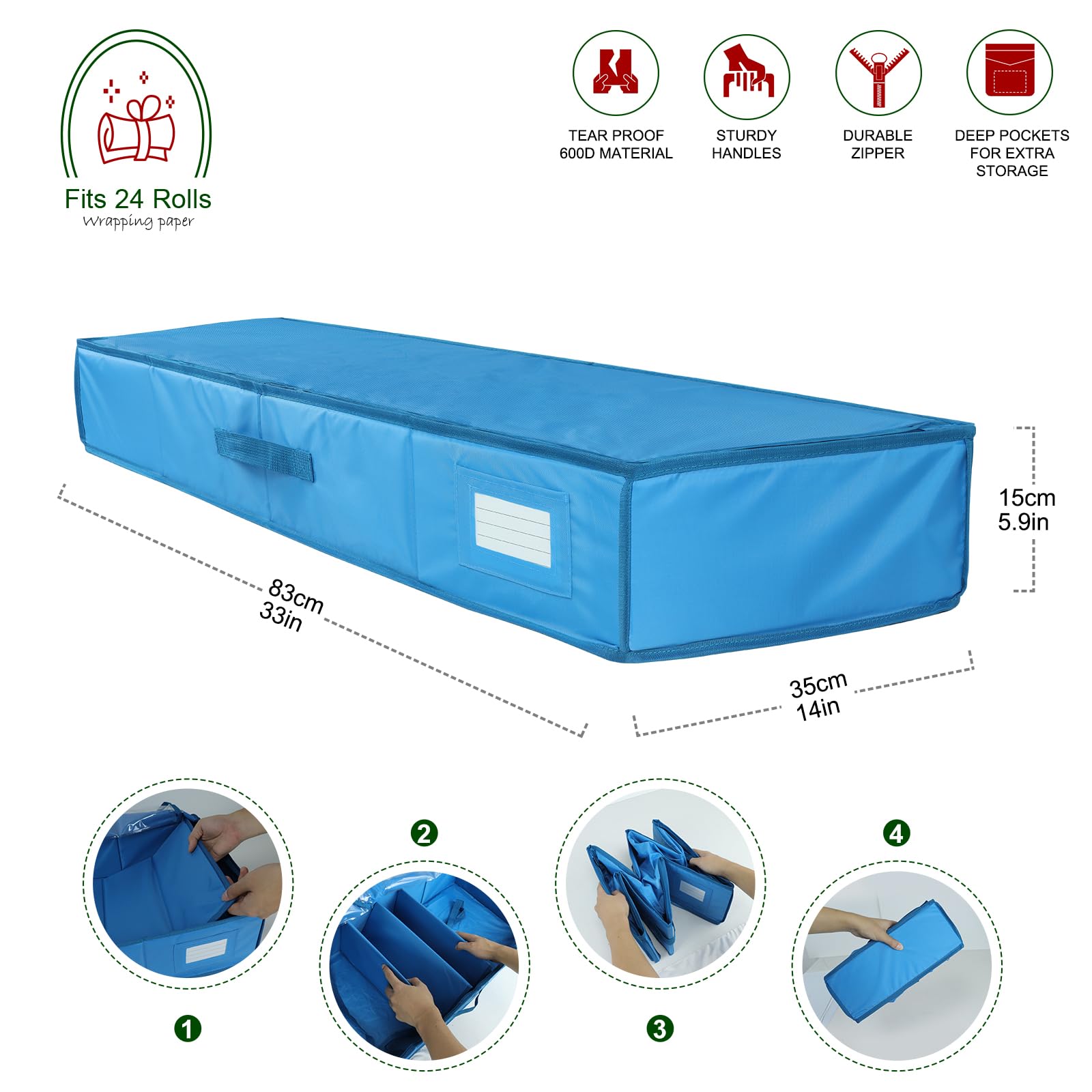 SIMPHAUS Sac Rangement Papier Cadeau, Durable Tissu Oxford